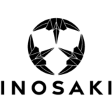 医療機関からのご依頼。折り鶴は吉祥&病気快癒のシンボルであり、三つ用いることで絆と連帯を表現しました INOSAKIロゴマーク