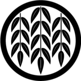 ご自分のお名前を家紋にというご依頼。お名前から川面に枝垂れる柳の葉を連想しデザインしました 細輪に枝垂れ柳